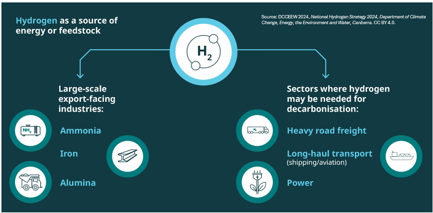 Prospective use cases for hydrogen in Australia — large-scale export industries and domestic decarbonisation sectors